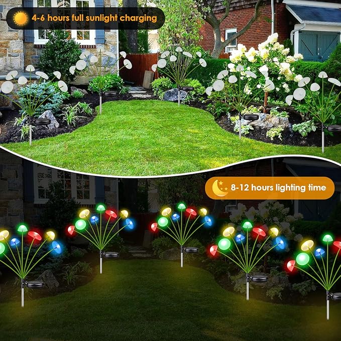 4PK 32LED Solar Garden Lights Outdoor, Mushroom Solar Lights Outdoor, IP65 Wa...