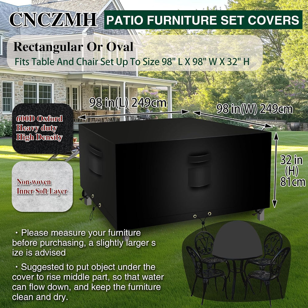 Square Heavy Duty Patio Table Covers Waterproof, 600D Outdoor Dining Table an...