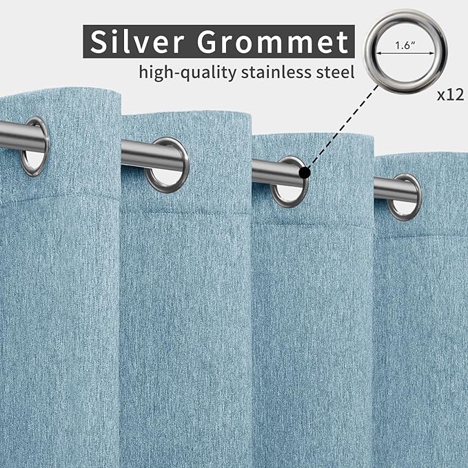 Easy-Going Linen Look Outdoor Curtains Waterproof Windproof Porch Curtains, S...