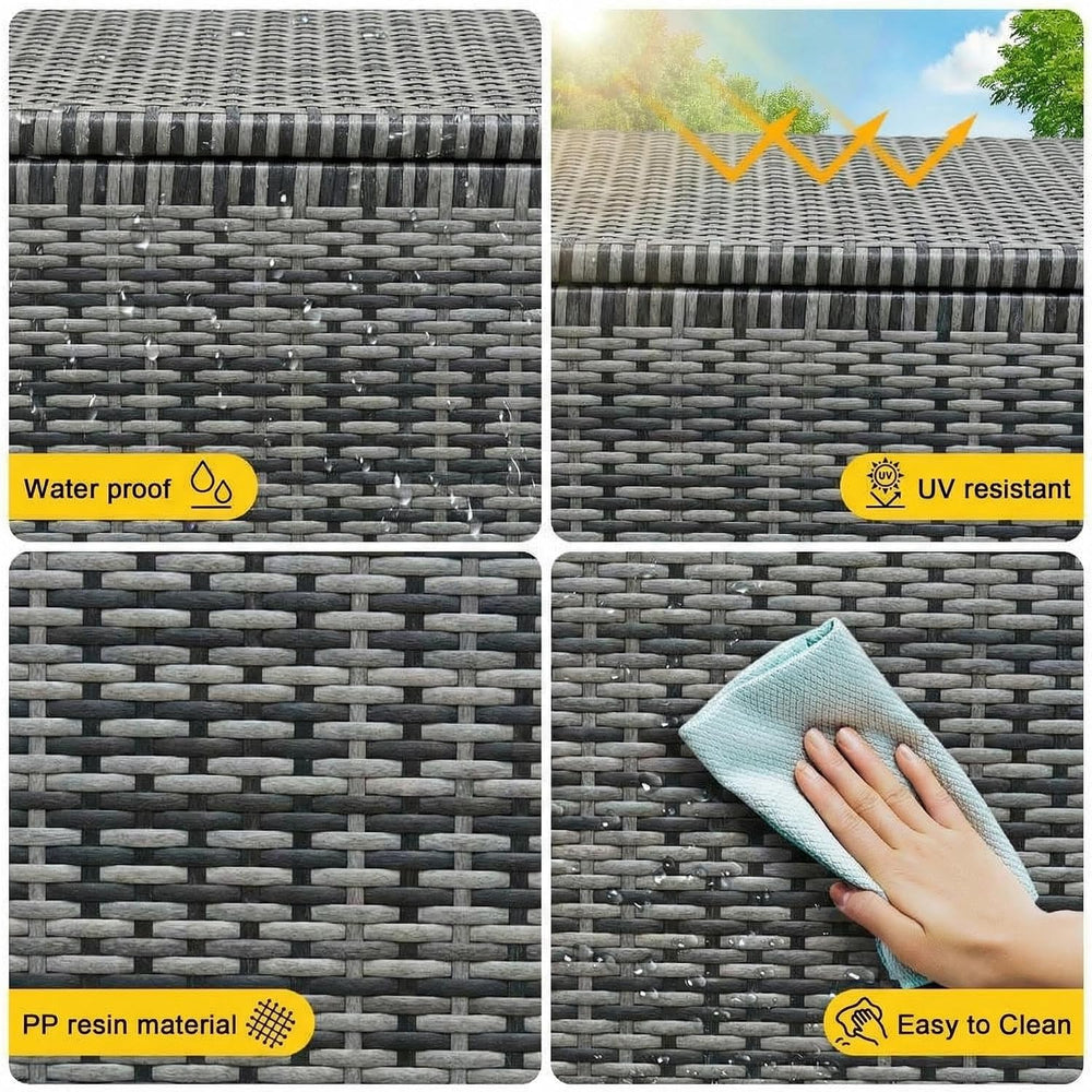 Wicker Deck Box, 185 Gallon All-Weather Outdoor Storage Box - Grey