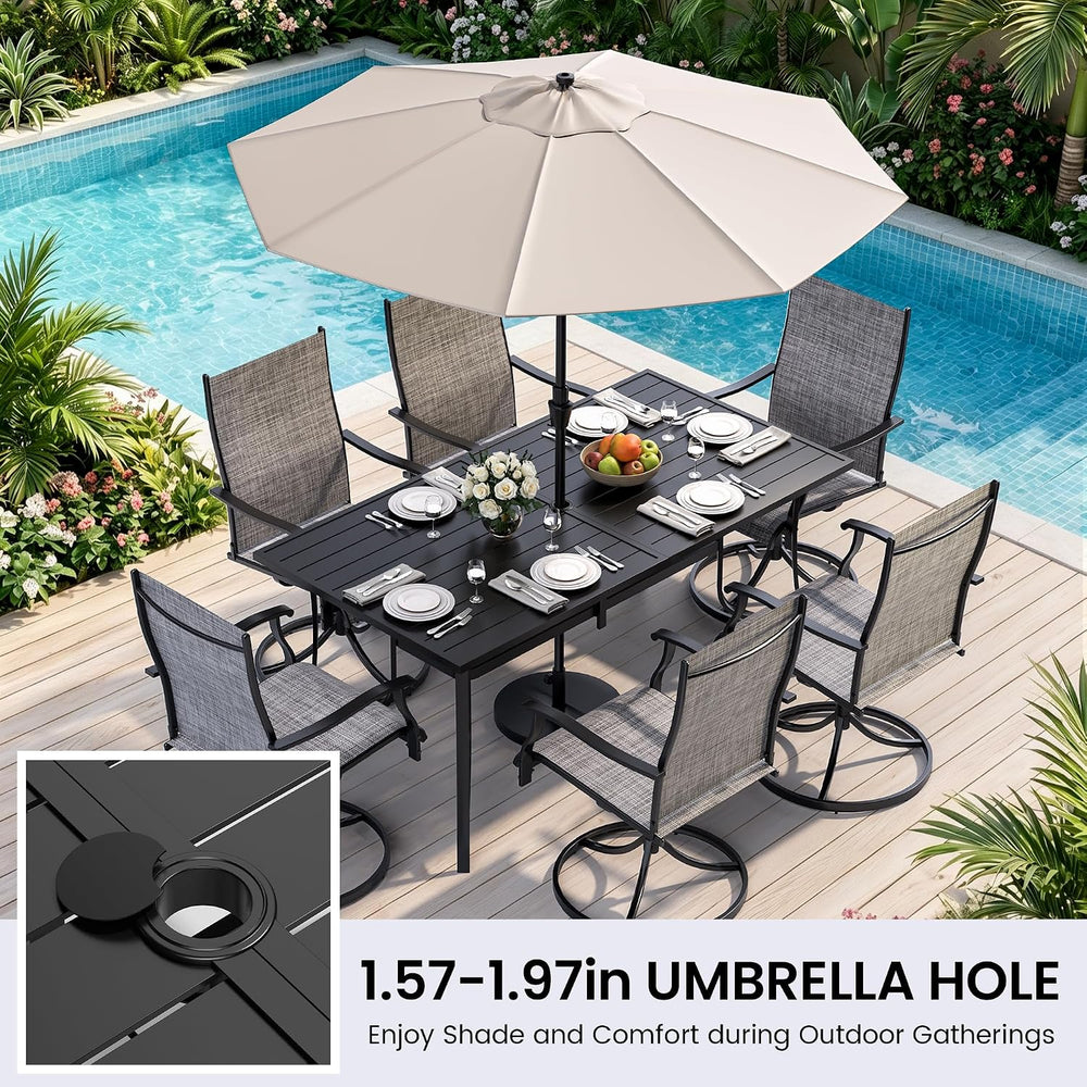 Pamapic 7 Piece Outdoor Dining Set, All Weather Patio Table and Chairs Set, 6...