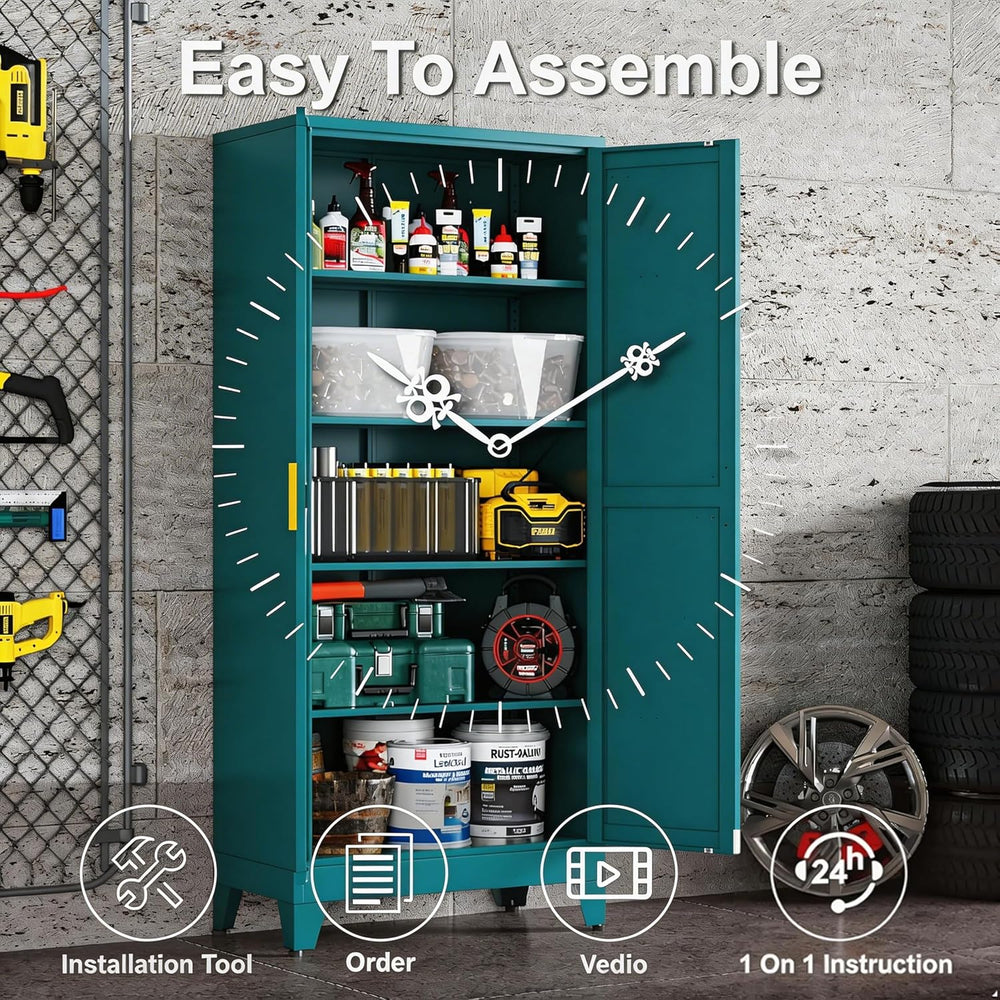 71" H Garage Storage Cabinets with Doors and Shelves,Metal Storage Cabin...