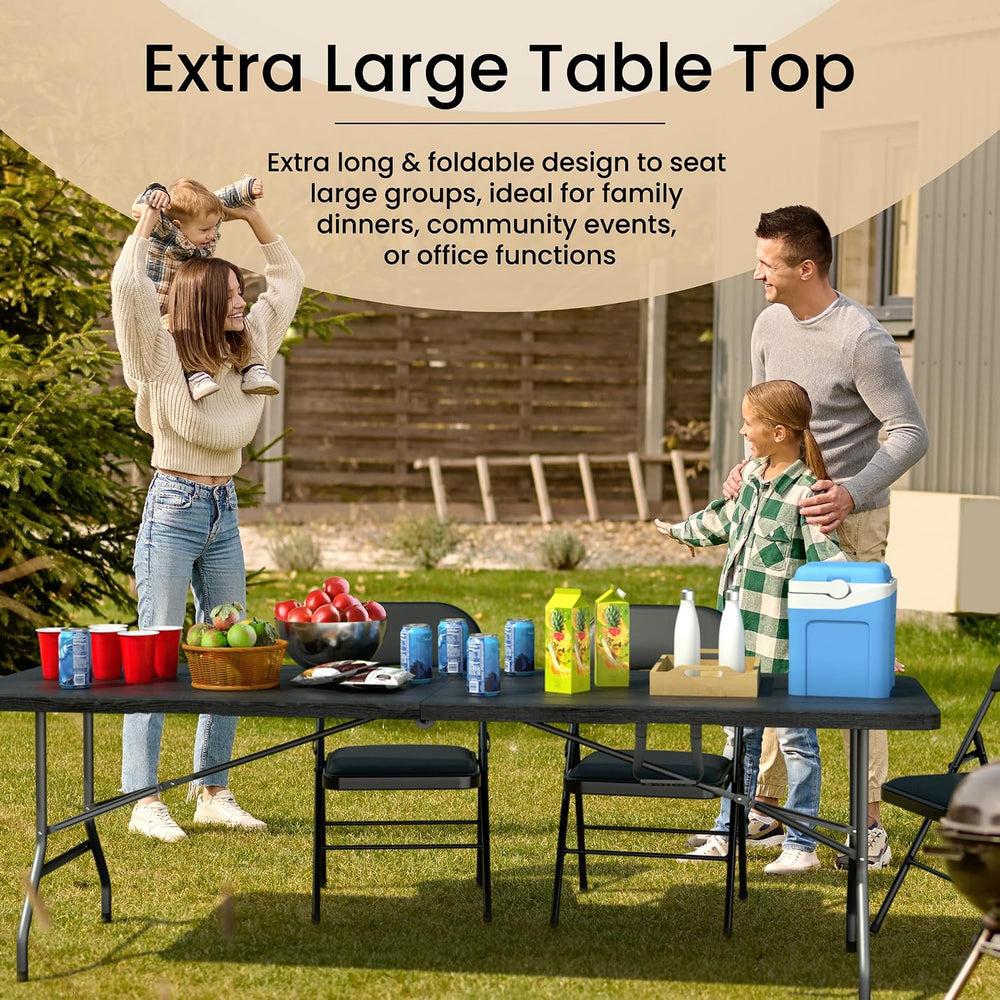 Our Modern Space 8 Feet Foldable Table with Built in Handle & Steel Legs ...