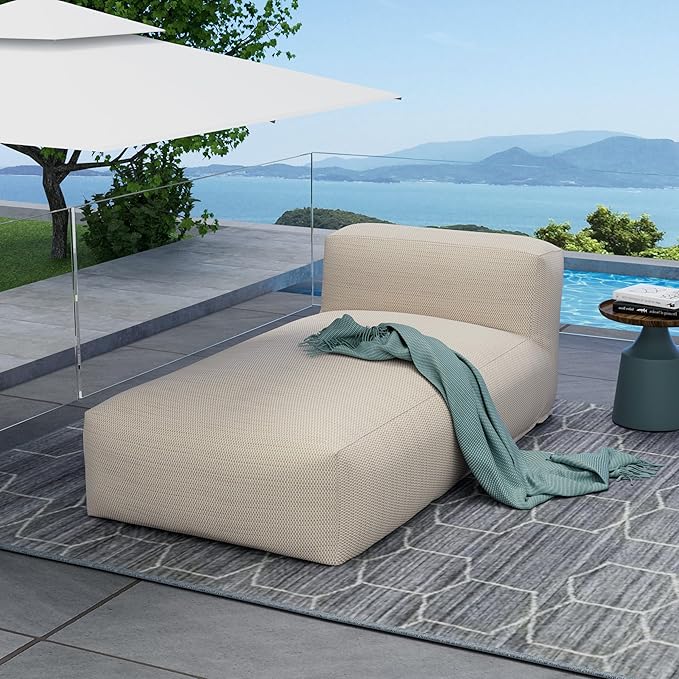 Outdoor Bean Bag Lounger Chair, Big Comfy Outdoor Daybed for Sunbathing and T...