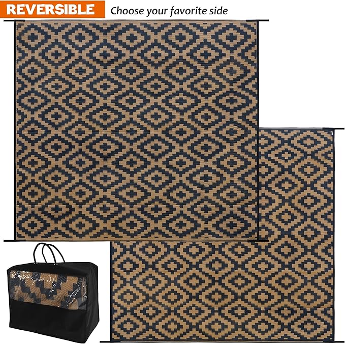 SAND MINE Reversible Mats, Plastic Straw Rug, Modern Area Rug, Large Floor Ma...