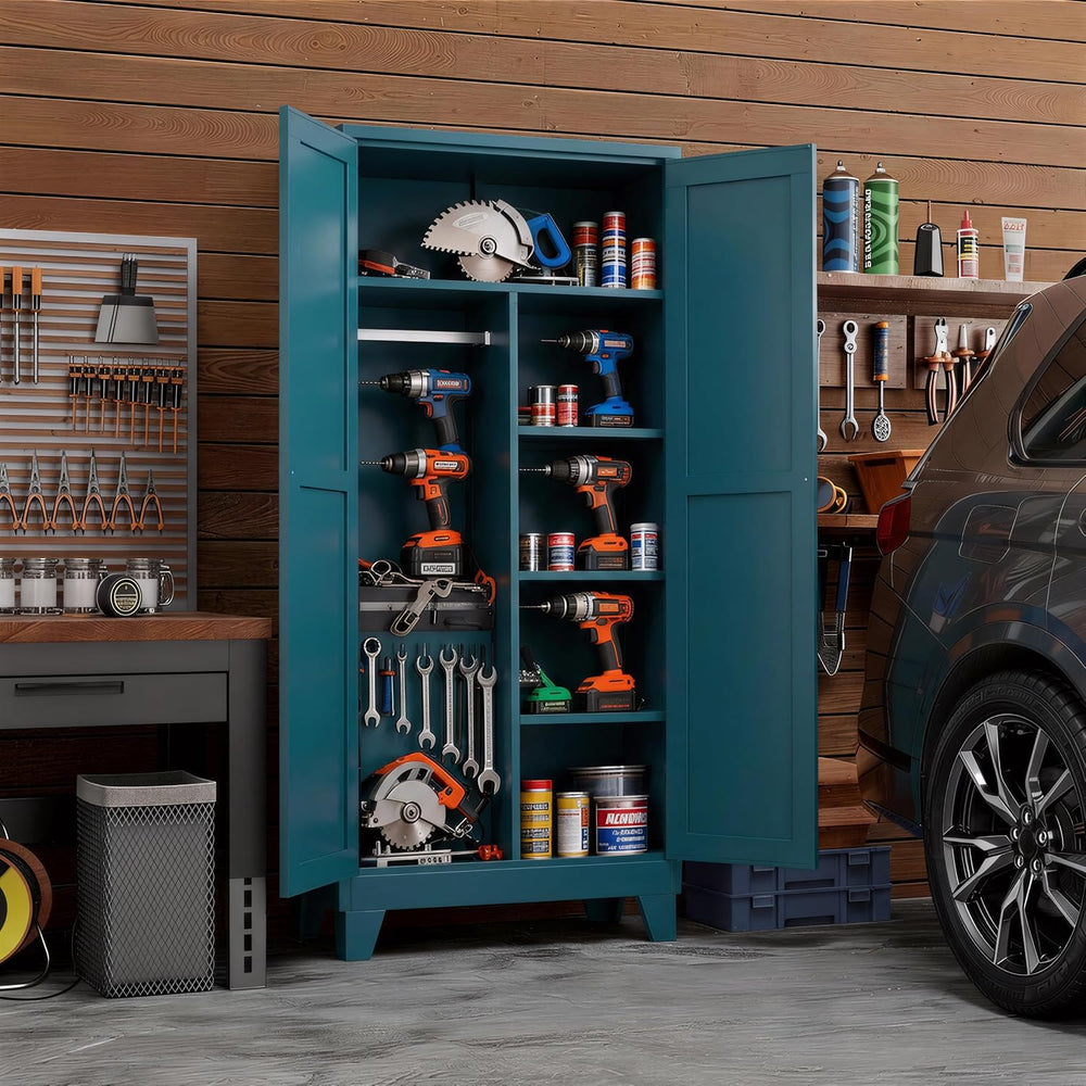 71" H Metal Garage Storage Cabinets,Broom Closet Storage Cabinet,Utility...