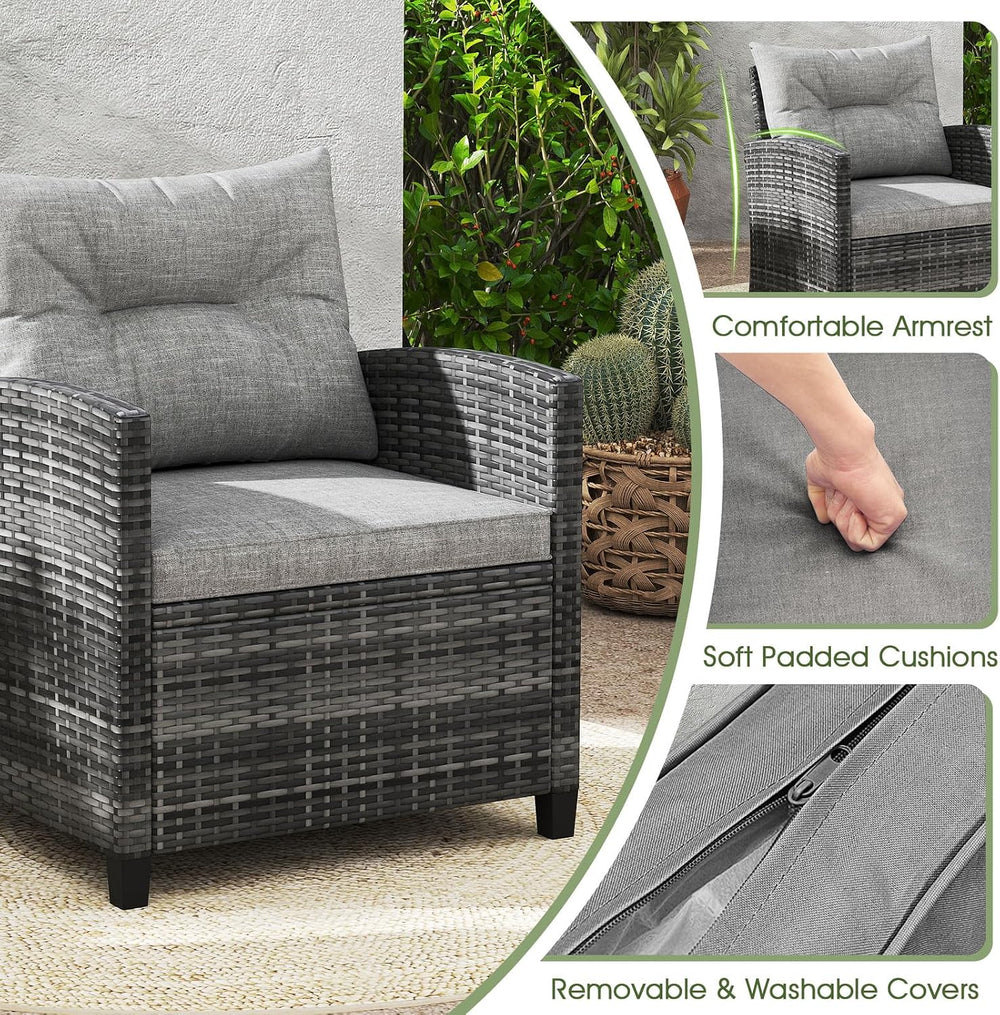 ORALNER 3 Pieces Patio Furniture, Mix Gray Wicker Bistro Set (Gray)