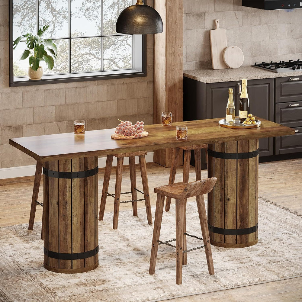 Tribesigns 70.9-Inch Long Bar Table, Farmhouse Counter Height Table