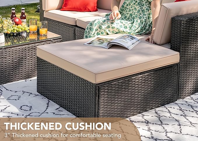 Devoko 5 Pieces Patio Furniture Sets All Weather Outdoor Sectional Patio Sofa...