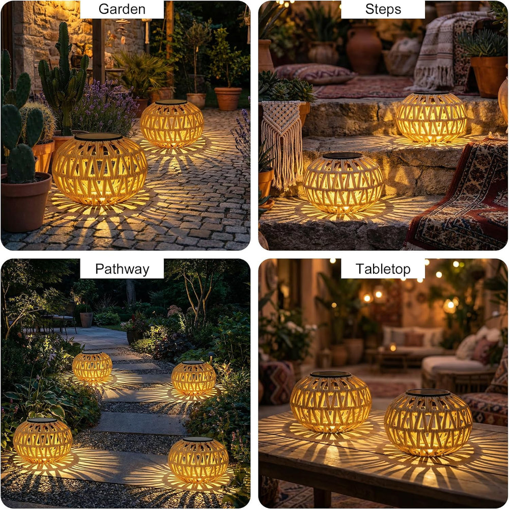 Livinlarge 2 Pack Solar Lanterns Outdoor Waterproof,Outdoor Table Decor,