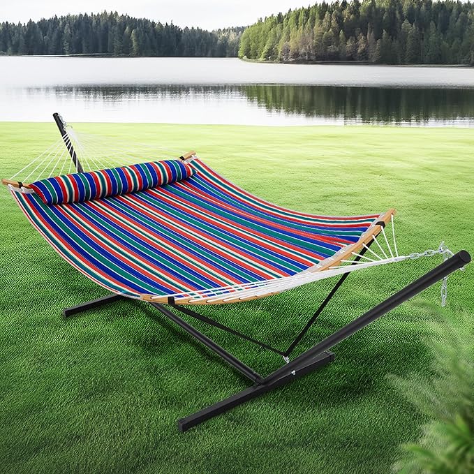 SUPERJARE Curved-Bar Hammock with Stand, 2 Person Heavy Duty Hammock Frame, D...