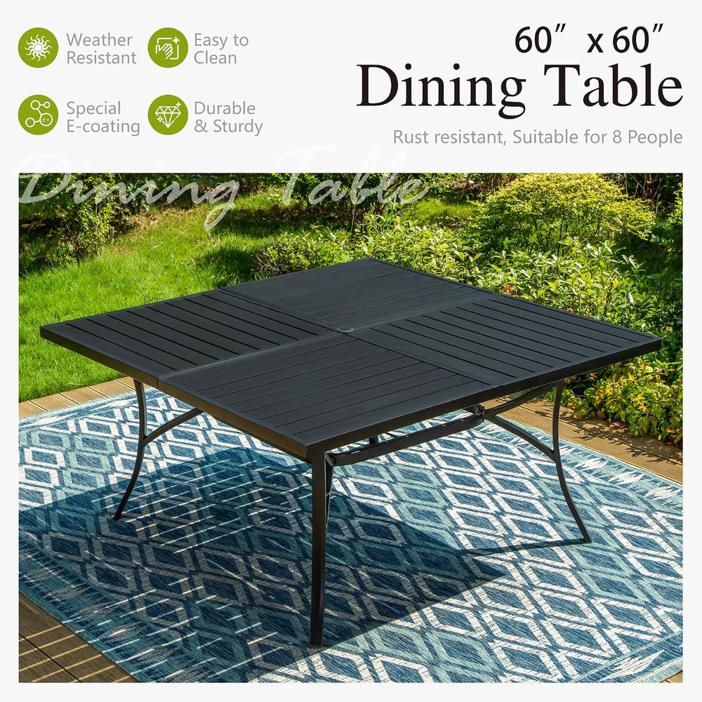 Sophia & William 9pc Square Patio Dining Set for 8, Rattan Chairs