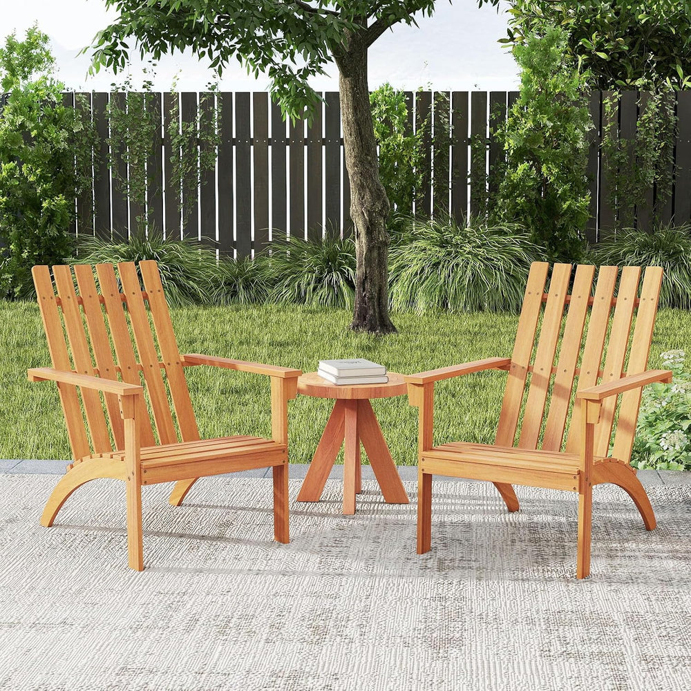 Tangkula Outdoor Adirondack Chair, Solid Acacia Wood Fire Pit Chair with Incl...