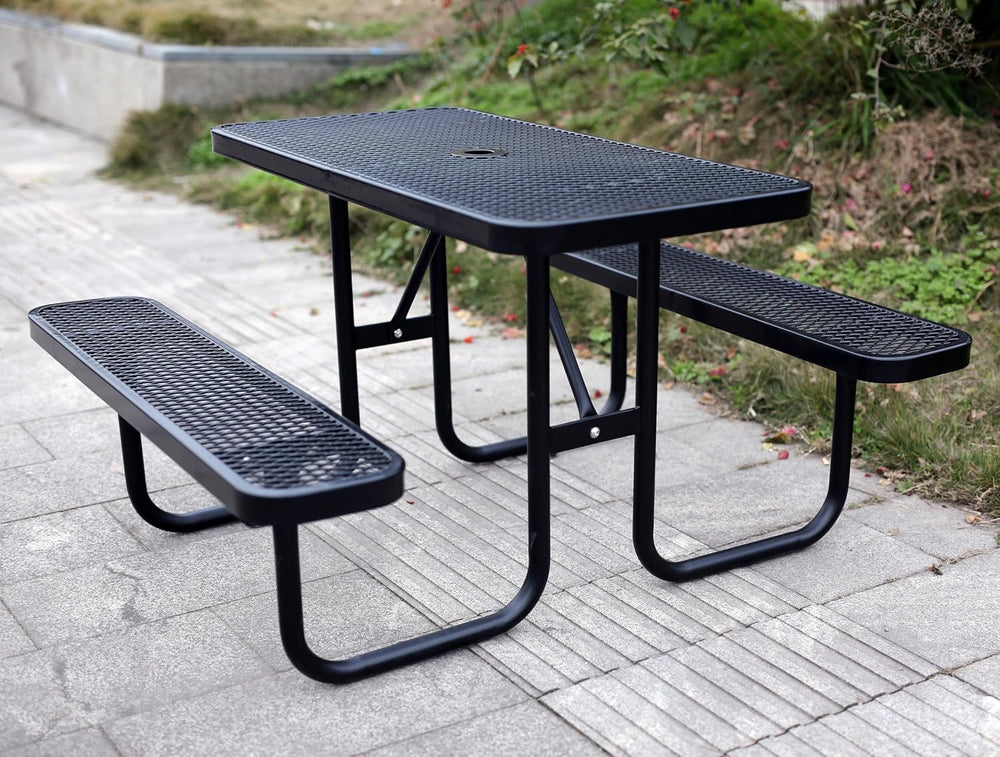 4FT Metal Picnic Tables for Outdoors, Commercial Rectangular Picnic Table and...