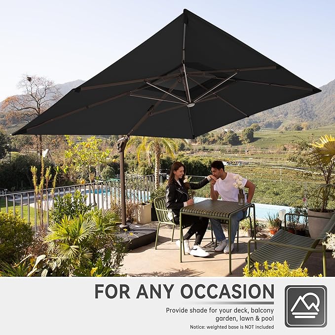 10 X 13 FT Cantilever Outdoor Patio Umbrella with Base Included Large Heavy D...