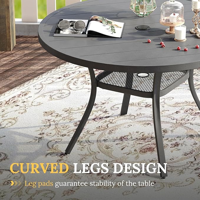 VICLLAX Patio Dining Set for 6, Outdoor Furniture Set Includes 47.2" Rou...