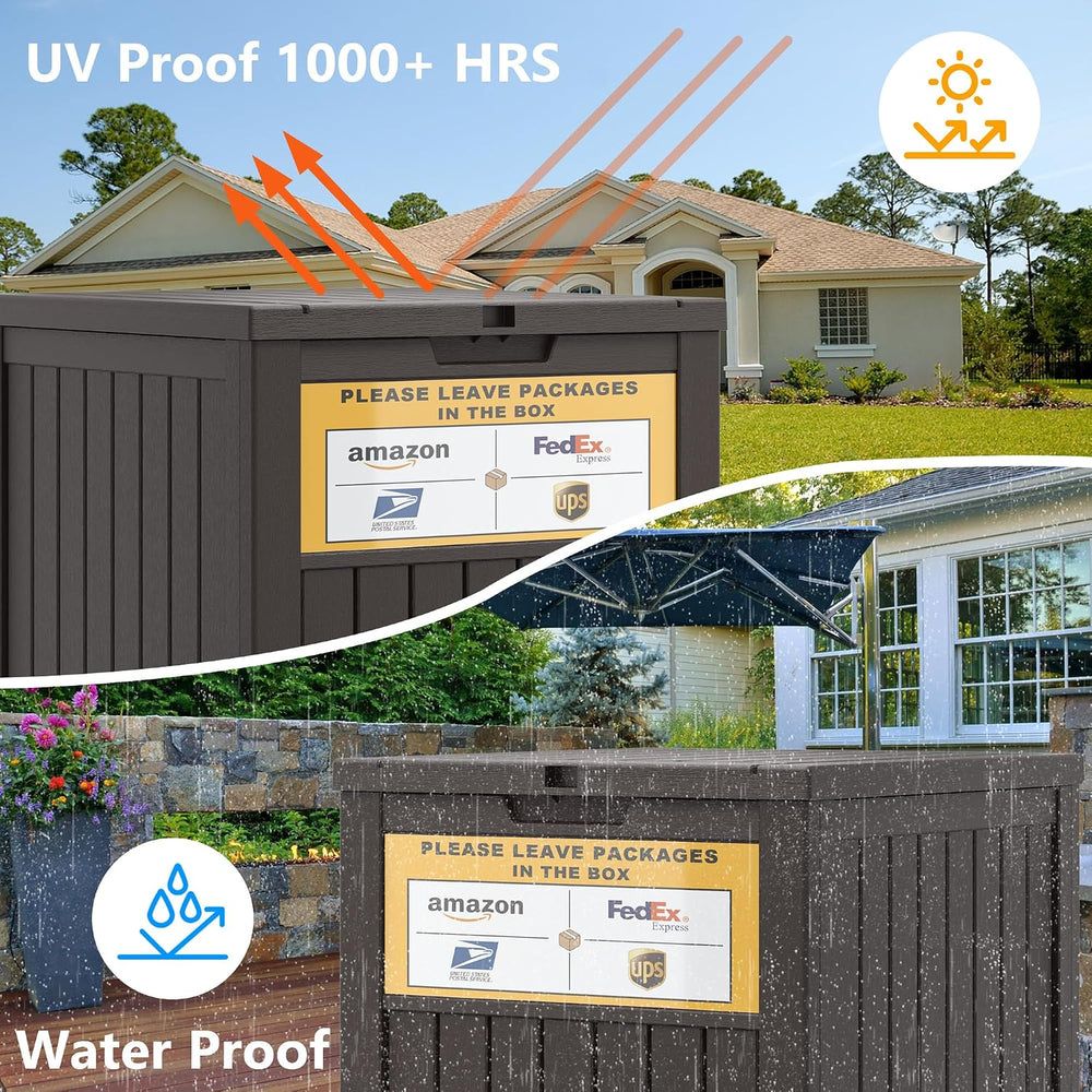 LHBGO Package Delivery Box for Outside, with Delivery Sign 48 Gallon Storage ...