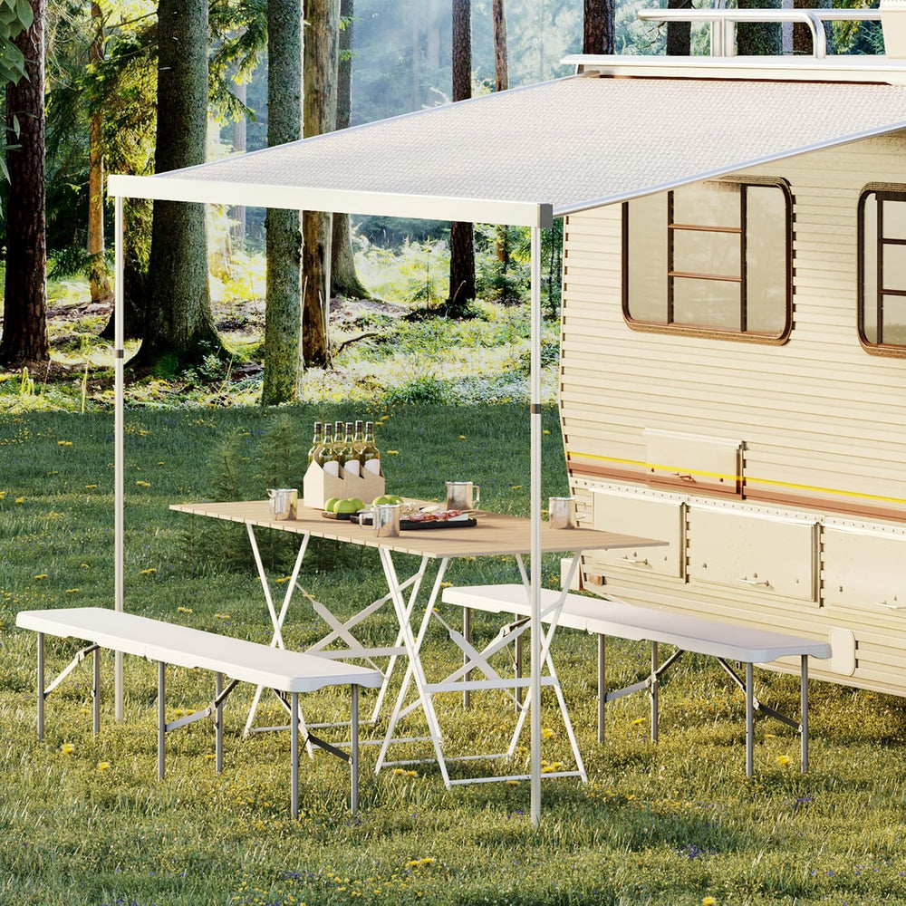 Portable Folding Bench 6 Foot, Plastic Foldable Bench, White