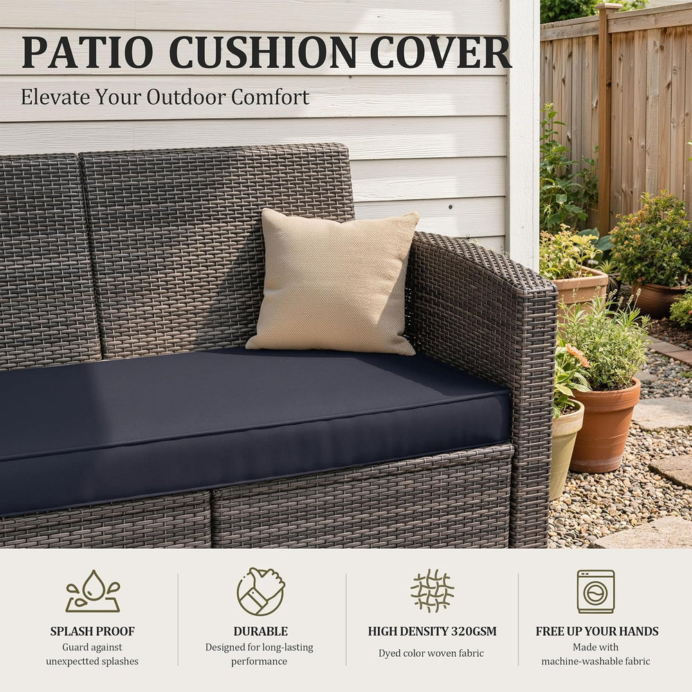 3 Pcs Outdoor Patio Furniture Cushion Replacement Cover, Cover Only