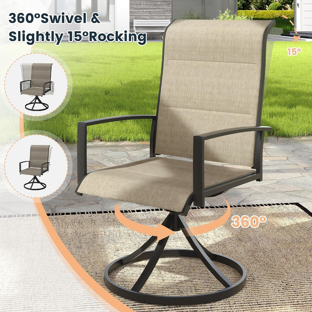 9PCS Outdoor Dining Set, 70.9" Rectangle Table, 8 Swivel Chairs, Brown