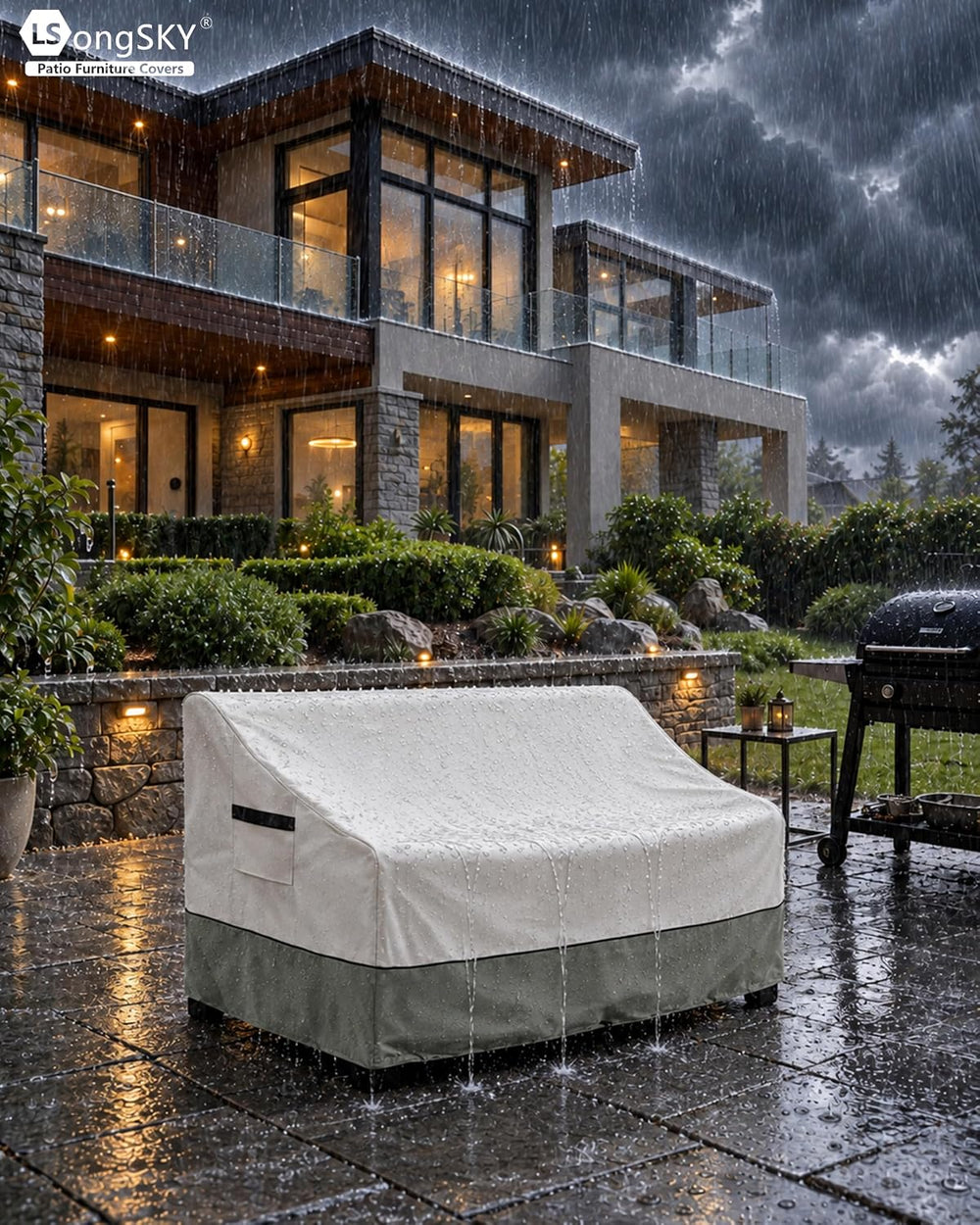 Outdoor 2-Seater Loveseat Cover,Patio Sofa Covers Fits up to 58W x 32.5D x 31...