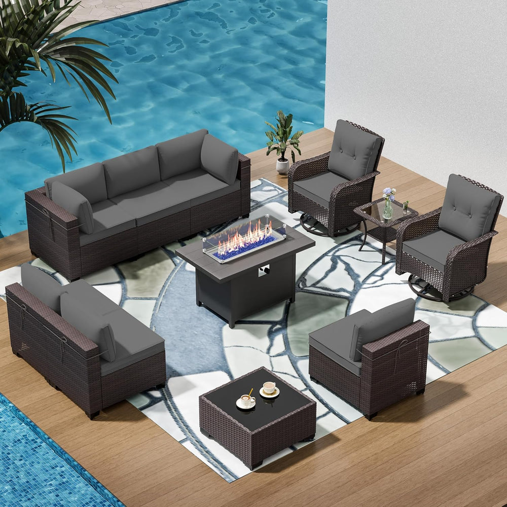 11 Pieces Outdoor Patio Furniture Set,Outdoor Sectional Furniture with 45&quo...