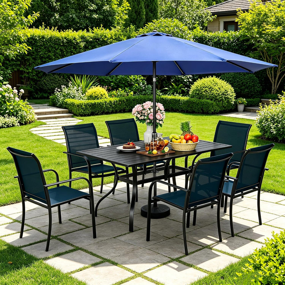 SUNCROWN 8 - Piece Outdoor Dining Set, Patio Furniture Set with 6 Textilene D...