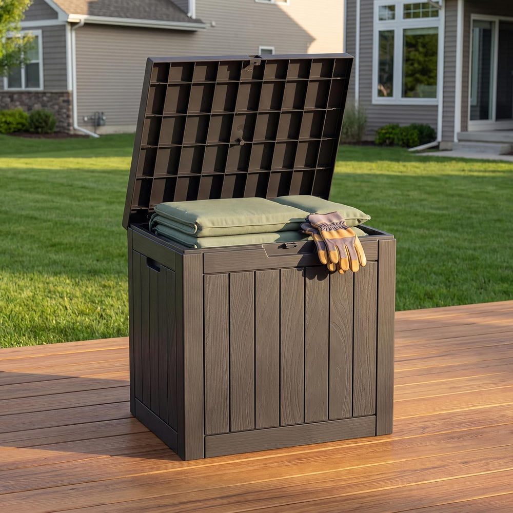 NicBex 30 Gallon Deck Box, Waterproof Resin Outdoor Storage Box Lockable for ...