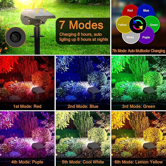 WELALO Solar Color Changing Spot Lights Outdoor, Waterproof Solar Halloween L...