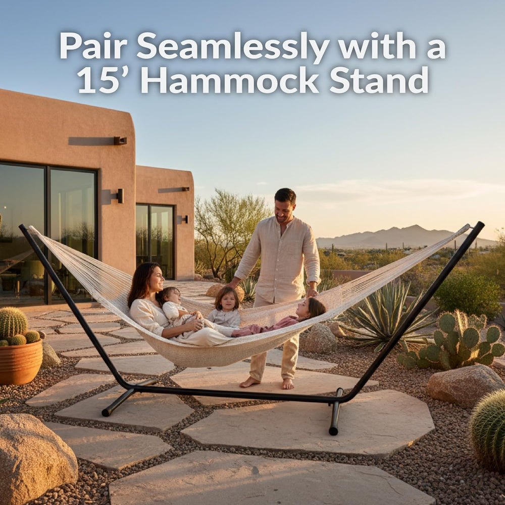 Sunnydaze Mayan XXL Double Heavy-Duty Hammock for Outside, Natural