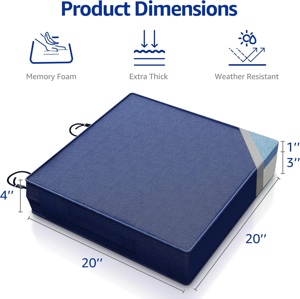 YENING Memory Foam Outdoor Chair Cushions Waterproof 4 Inch Extra Thick Patio...