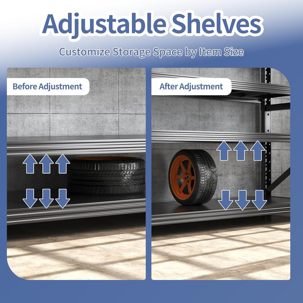 Novolume 32" W Heavy Duty Storage Shelves,4-Tier Adjustable Metal Garage...