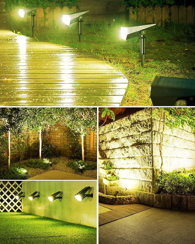 Biling Solar Spot Lights Outdoor, Bright 700 Lumen Solar Outdoor Lights IP67 ...