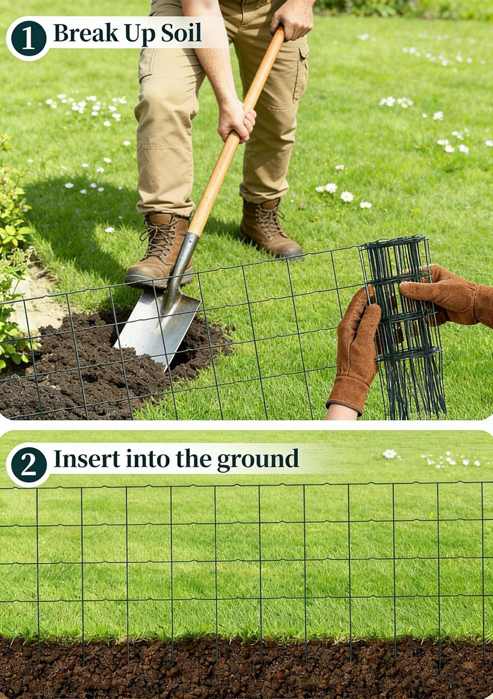 2 Pack Green Garden Border Edging Folding Fence Roll 14 inches by 20 feet Scr...