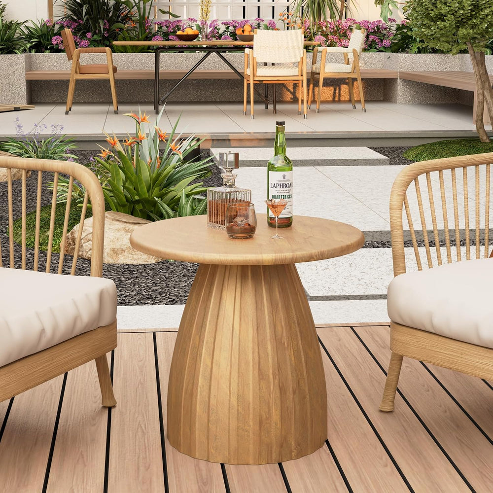 Round Small Patio Side Table Set of 2, Patio Furniture Accent End Table, Meta...