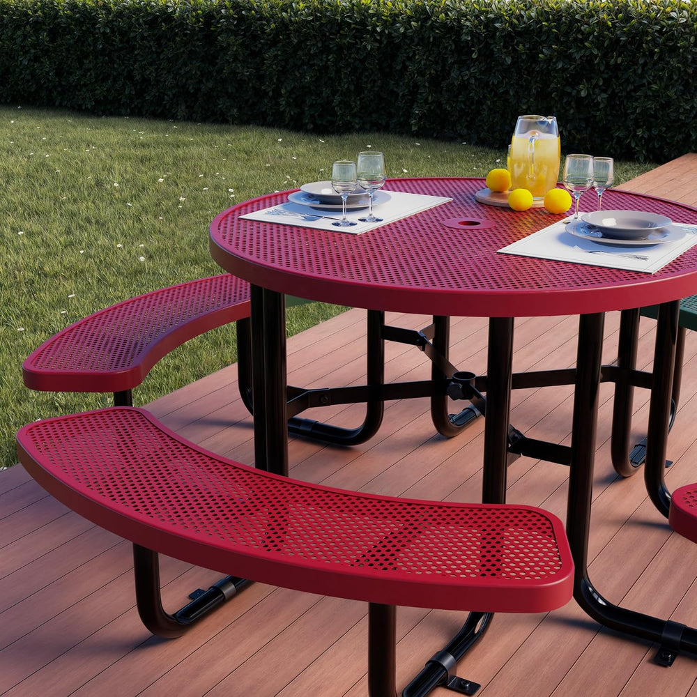 Outdoor Commercial Round Metal Picnic Table