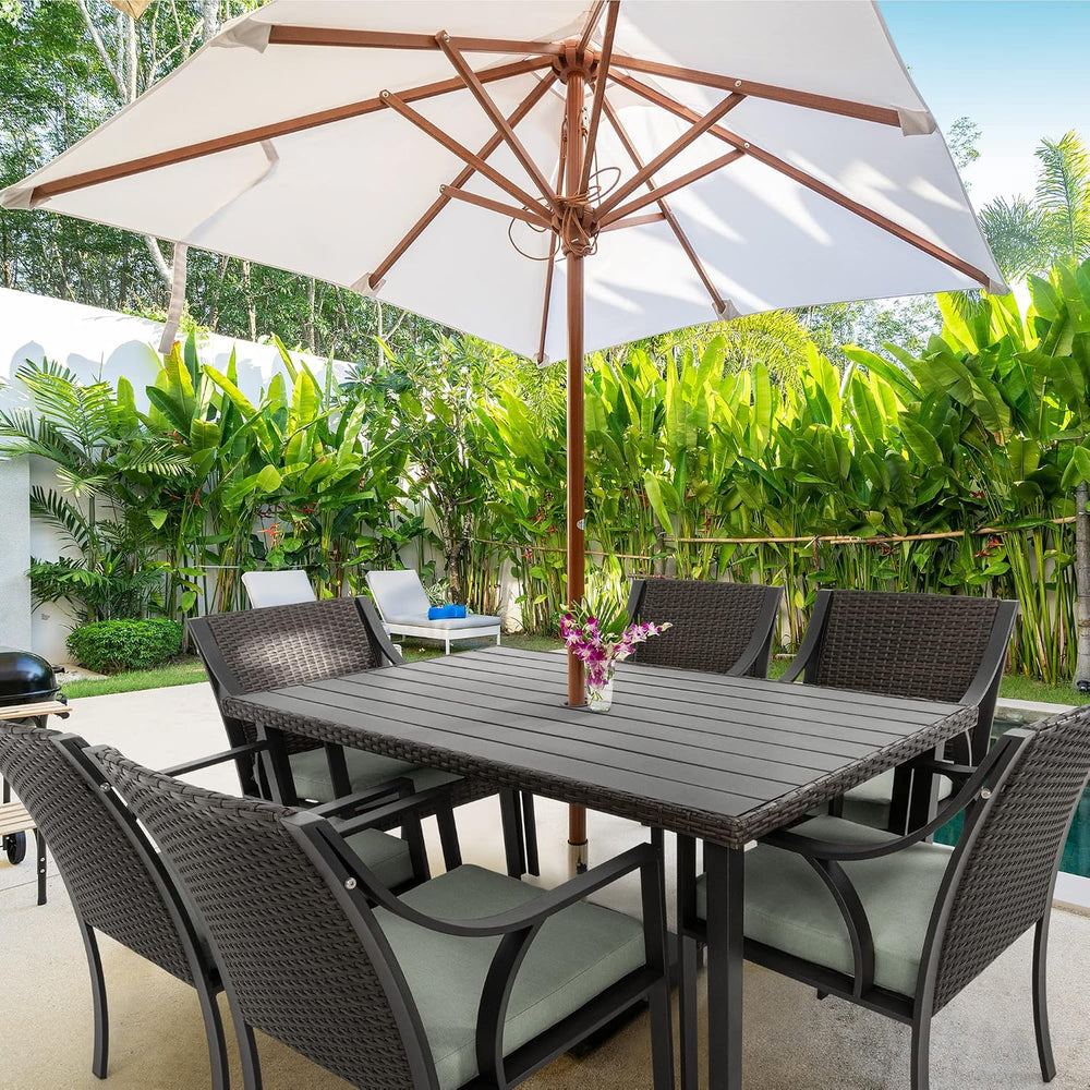 7 Piece Patio Dining Set,Outdoor Dining Set,Outdoor Patio Dining Set.Wicker R...