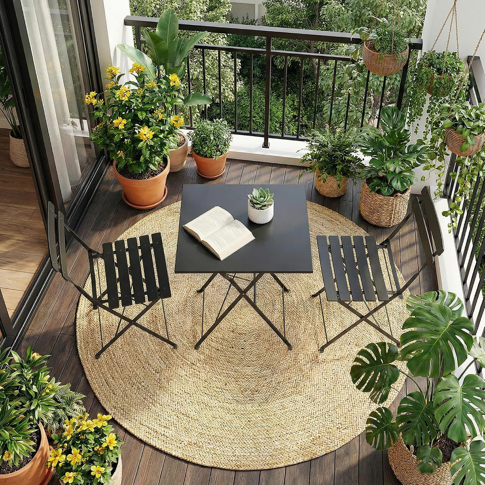 GAOMON 3-Piece Bistro Set – Steel Frame Space-Saving Folding Patio Furniture ...