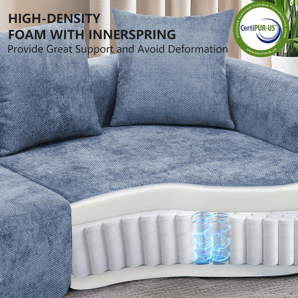 109” Curved Sectional Sofa, Modern Chenille Fabric Modular Couch