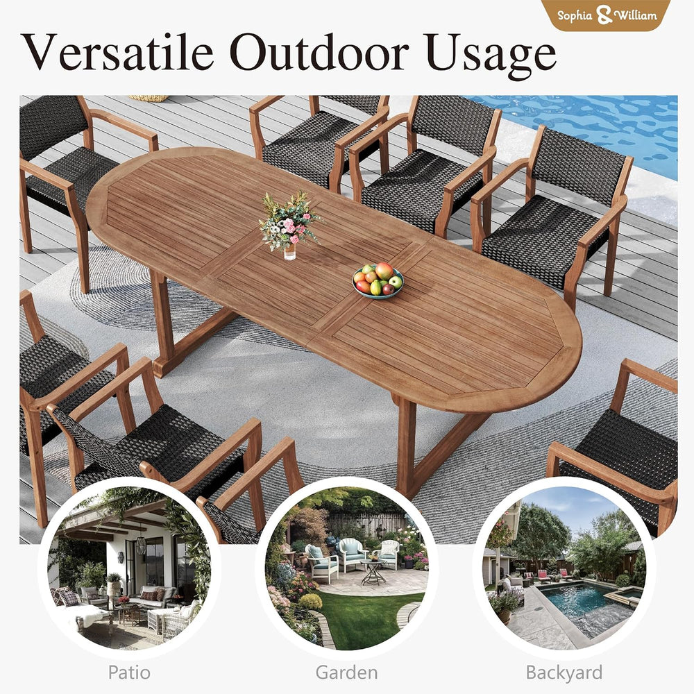 Sophia & William Outdoor Dining Set for 6, Expandable Acacia Wood Table
