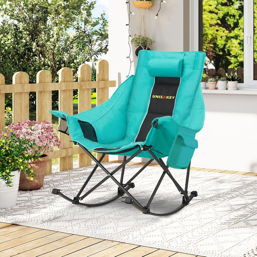 Unisakey Oversize Foldable Rocking Camping Chair300lbs Capacity,Green