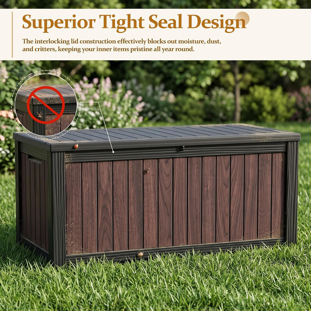 Outdoor Storage Deck Box (290 Gal Gen2) UV-Resistant w/ Gas Struts