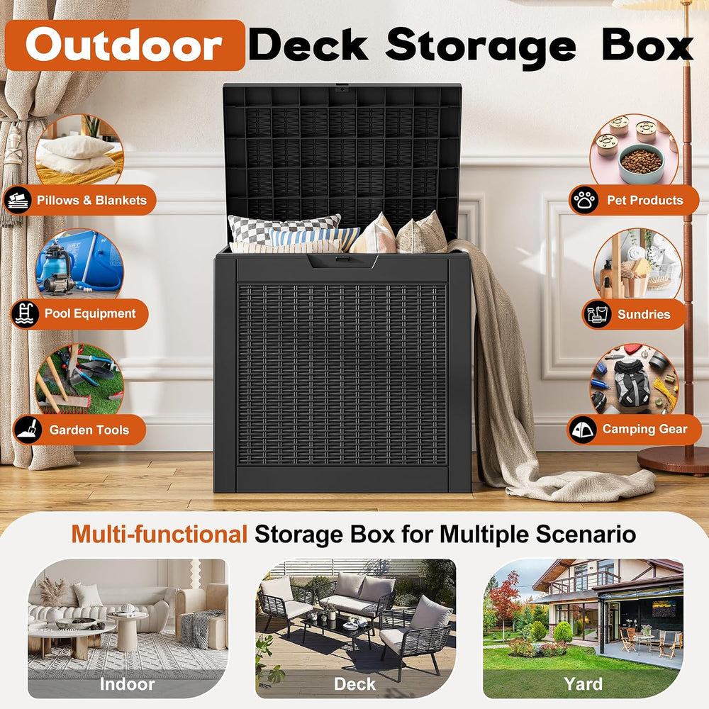 Outdoor Storage Box, Resin Deck Boxes Indoor and outdoor, Waterproof Storage ...