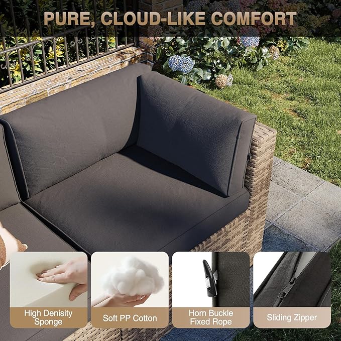 Aoxun Patio Furniture Sets, 7-Piece Outdoor Patio Furniture with Thick Cushio...