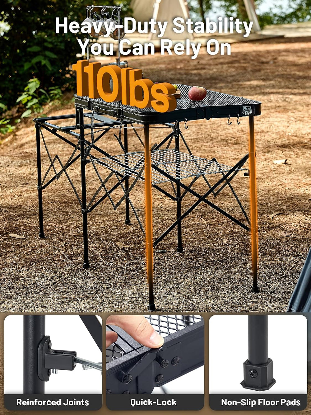 TIMBER RIDGE 56" Portable Camp Kitchen Station Folding Outdoor Grill Table