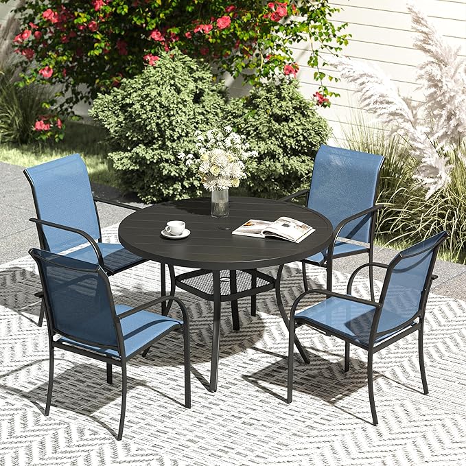 VICLLAX 5 Pieces Patio Dining Set, Outdoor Furniture Set Includes 41.2" ...
