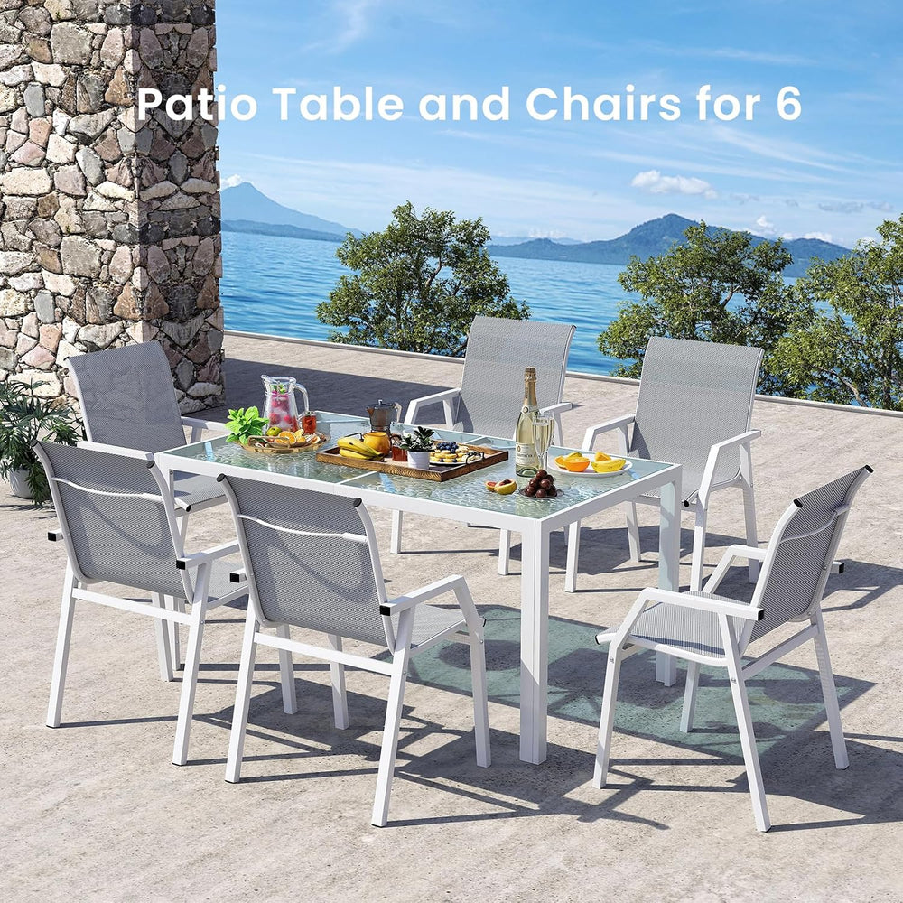 Jocoevol Outdoor Dining Set for 6 Patio Patio Table and Chairs Set 7 Piece