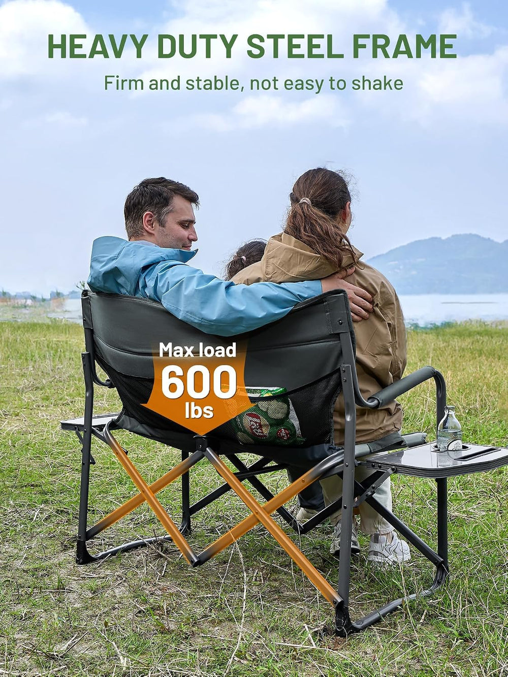 TIMBER RIDGE 600lbs ouble Camping Chair Portable Loveseat Director Chairs
