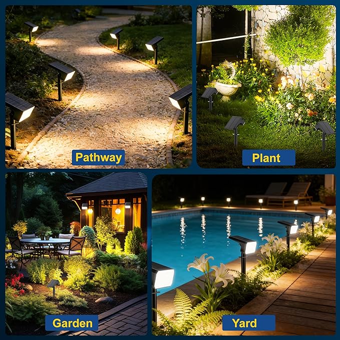 LANSOW Solar Spot Lights Outdoor Waterproof IP67, (8 Pack/90 LED/4 Modes) Sol...