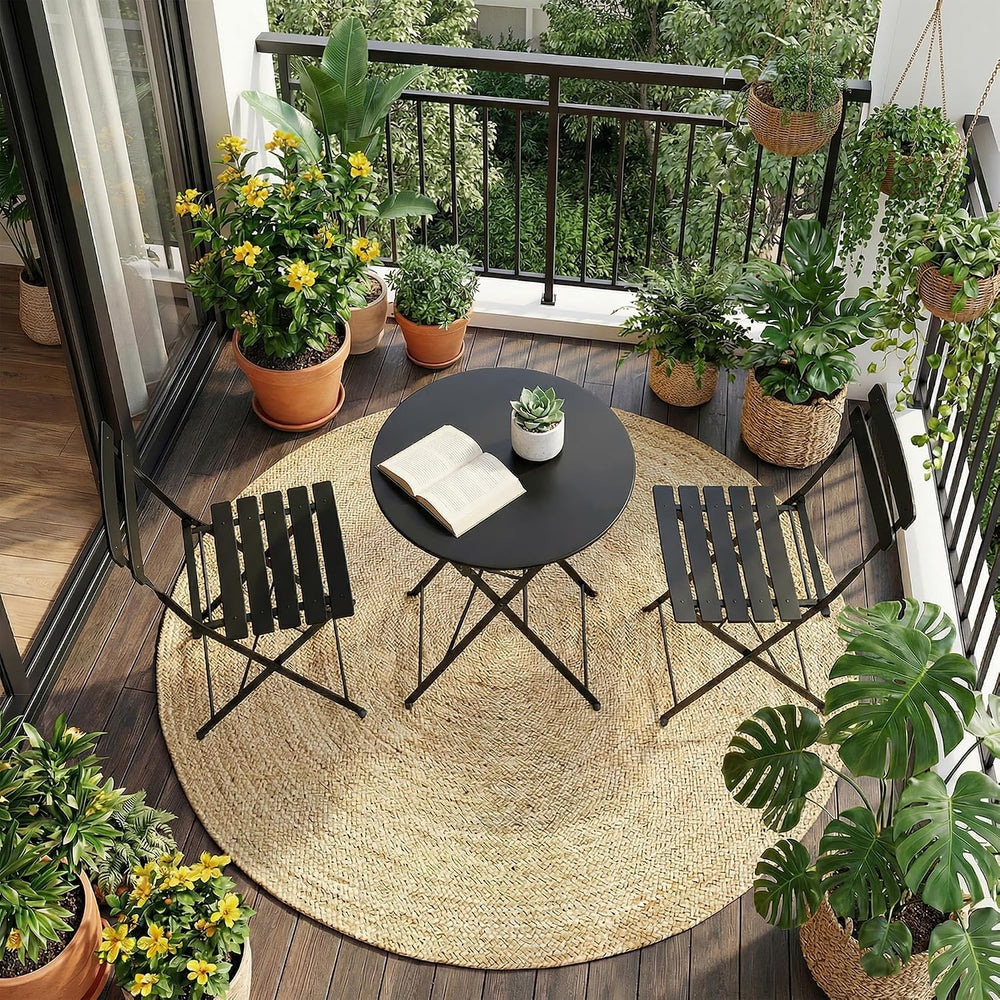 GarveeLife 3 Piece Patio Bistro Set, Patio Furniture Set, Black